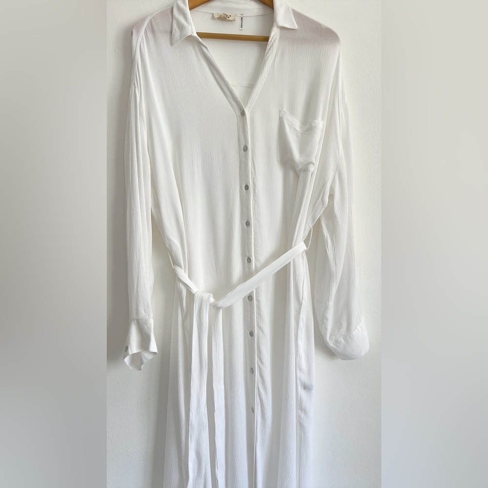 Elan Long Sleeve Shirtdress Coverup Belted White NWOT - Picture 7 of 14